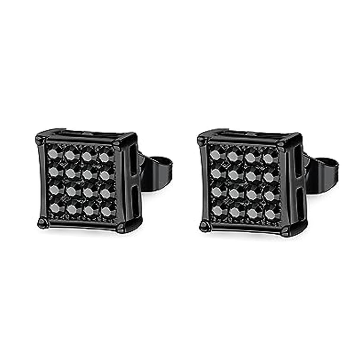 

Стразы Мужские и Женские Универсальные Нишевые Премиальные Серьги-квадраты 8mm black 1 pair