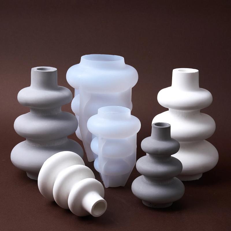 Oregelbunden Vas Silikonform DIY Nordisk Cirkel Rak Blomsterarrangemang Hantverkstillverkning Gips Harts Gjutformar Heminredning