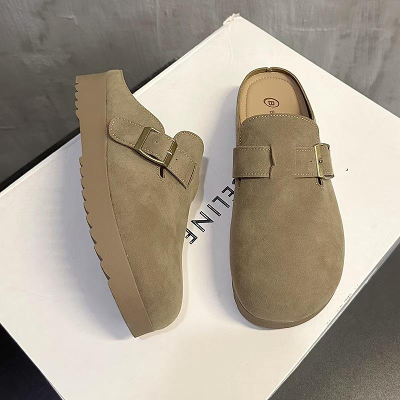 

Birkenstock shoes women s 2025 new super fire thick-soled custom bag head half slippers outer wear versatile bag head empty women s shoes 35 хаки