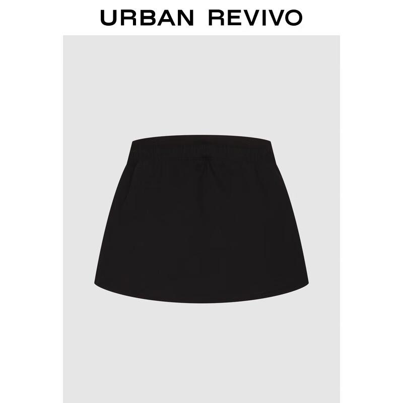 UR Color-block Drawstring Bow Embroidered A-Line Mini Skirt M