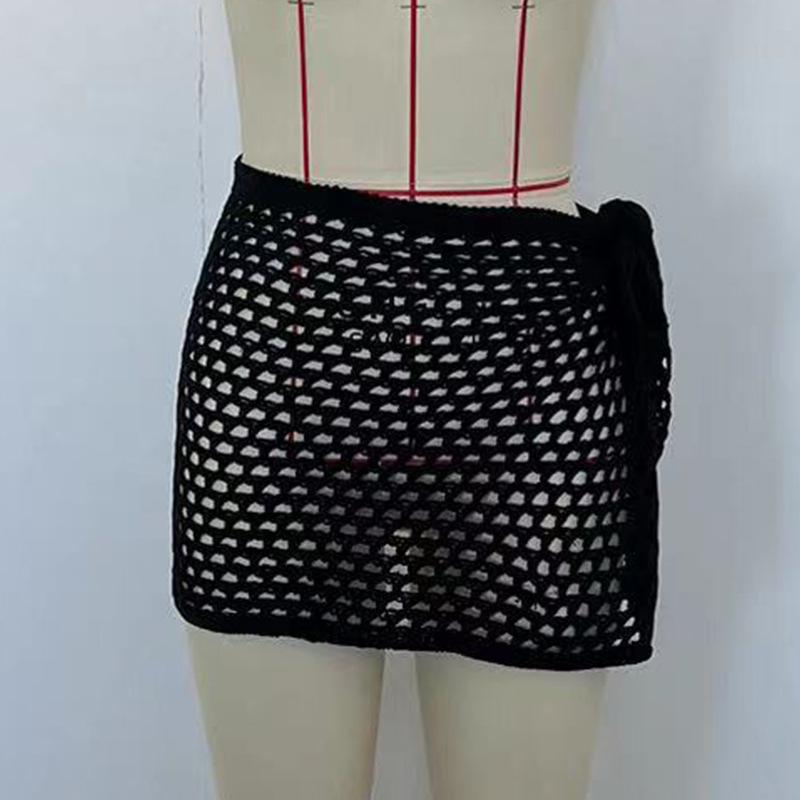Women's European & American Sexy Knit Cutout See-through Short Beach Skirt