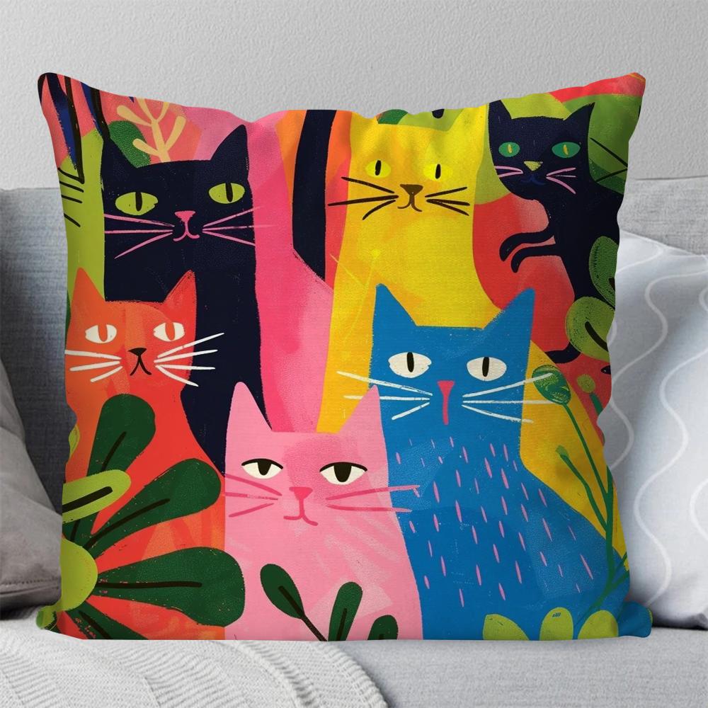 1Pcmatisse Monet Art Black Cat Animation Pillow Case Square Pillow Bedroom Sofaleisurecomfortcarlivingroom Home Decoration 40X40