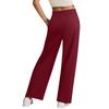 Women's Casual Straight-leg Trousers, High-waisted, Button-down, Elasticated, Wide-leg Trousers With Pockets