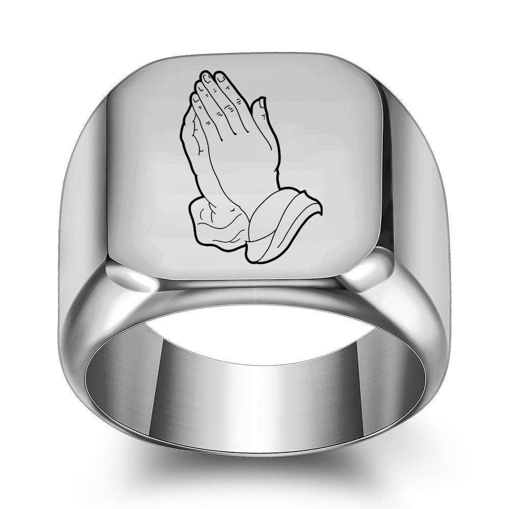 Virgin Mary Praying Hands Infinity Ring - Trendy European & American Design Size 5