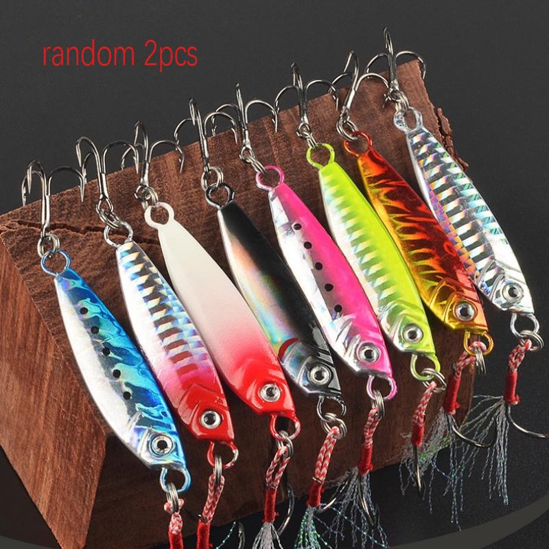 

2 шт. Луя Железная пластина Морская рыбалка Металлическая бионическая приманка Двойные крючки Светящаяся искусственная приманка Оптом 2pcs разноцветный
