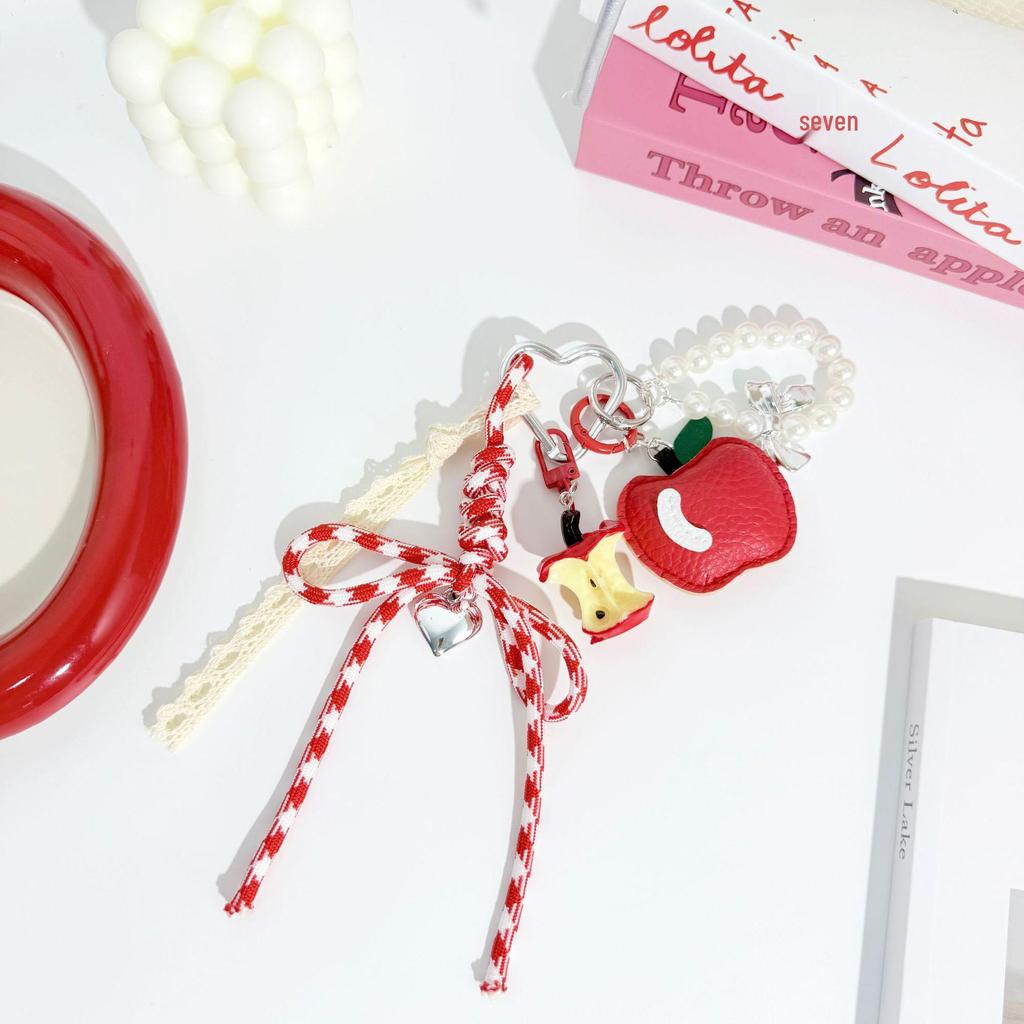 Miu Style Bag Charm: Apple Pendant Keychain & Multifunctional Lanyard Accessories for Couples