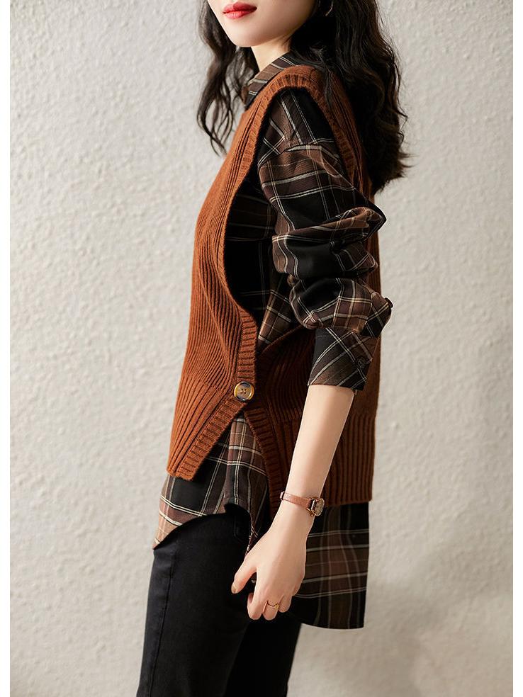 Women's Slim Fashion Round Neck Buttoned Knitted Vest - Anti-Pilling, Solid Color (Spring/Autumn 2022)