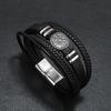 Retro Style Multi-layer Woven Men's Bracelet with Compass Scripture Charm