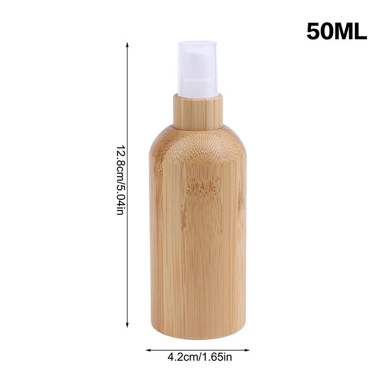 10–100ml Refillable Bamboo Lotion Bottle – Press-Type Container for Cream, Gel, Moisturizer, and Liquid Cosmetics
