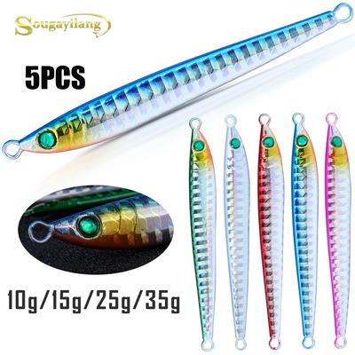 SOUGAYILANG Isca de pesca 5 peças, balanceador de alta qualidade, isca de pesca dura, ganchos de pesca, isca dura de chumbo, iscas de jigging