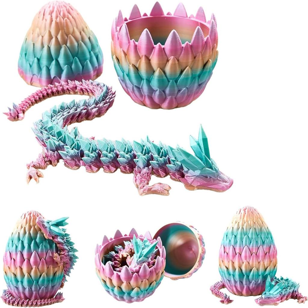 Egg and Figurine Set Handcrafted Collectible with Unique Color Shifting Scales