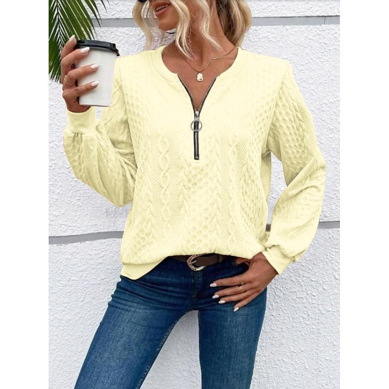 MGHR Women's Fashion Casual Solid Color Print Autumn Winter V-Neck Long Sleeve Hoodie