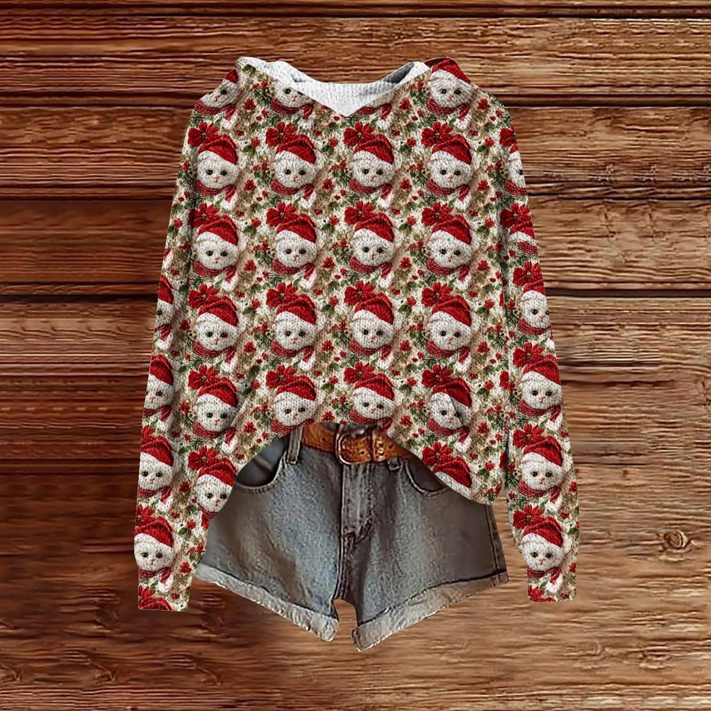 Sweatshirts For Women Knit Sweater Cute Shirt Fall Pullover Hooded Sweatshirt