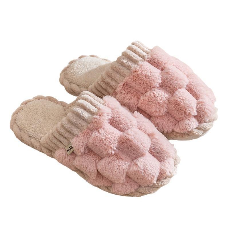 New autumn and winter cotton slippers women's home household couple indoor and outdoor warm thick-bottomed fluffy slippers men