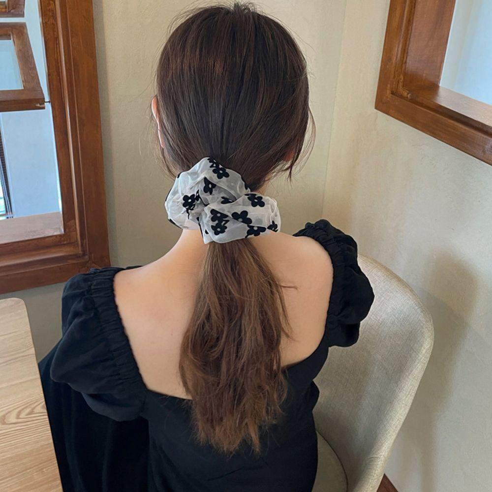 Cloth Women Hair Ties Flowers Mesh  Scrunchies Elastic Hair Bands Korean Style Hair Rope