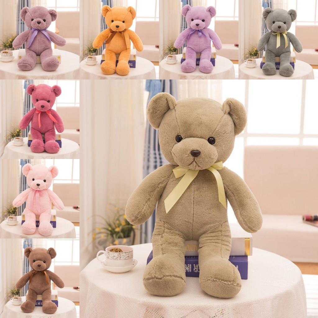 35cm Bear Teddy With Colored Bow Tie Plush Toy Stuffed Animal Doll Gifts Kids