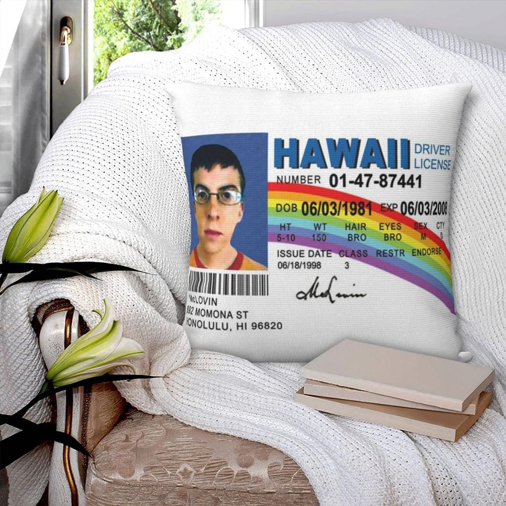 McLovin Driver License Square Pillowcase Pillow Cover Polyester Cushion Decor Comfort Throw Pillow for Home Living Room