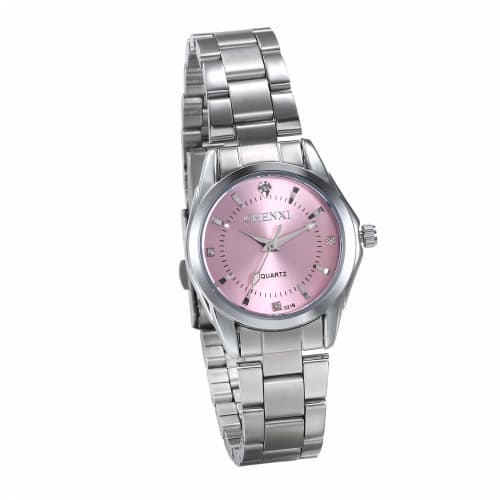 

JewelryWe Women s Stylish Waterproof Analog Watch with Stainless Steel Strap, Popular Brand, Pink