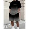 Herrset med 3D Digitaltryck, Casual, Kortärmad T-shirt och Shorts - Sommarprint, Lämpligt för Löpning