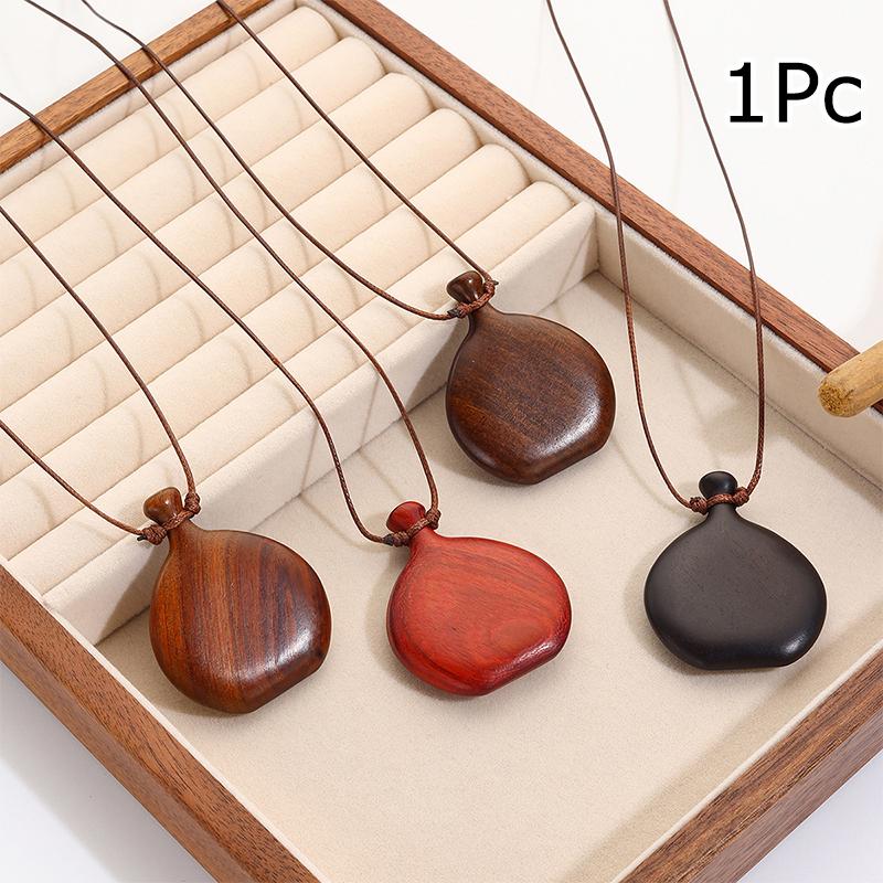 1PC Wooden Parties Adjustable Ethnic Jewelry for Women Vintage Long Necklace Fashion Flask Pendant Elegant Daily Wear