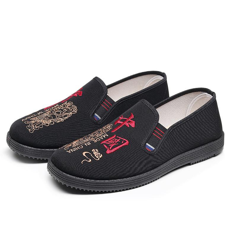 

Туфли из ткани в стиле гуофэн, мужские туфли с вышивкой, обувь для среднего и пожилого возраста, нескользящая обувь на мягкой подошве, удобные повседневные туфли-лодочки 38