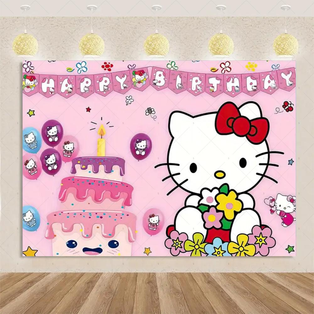 Kawaii Hello Kitty Pink Graffiti In Urban Streets Print Tapestry Bedroom Decoration Celebration Background Design Holiday Party