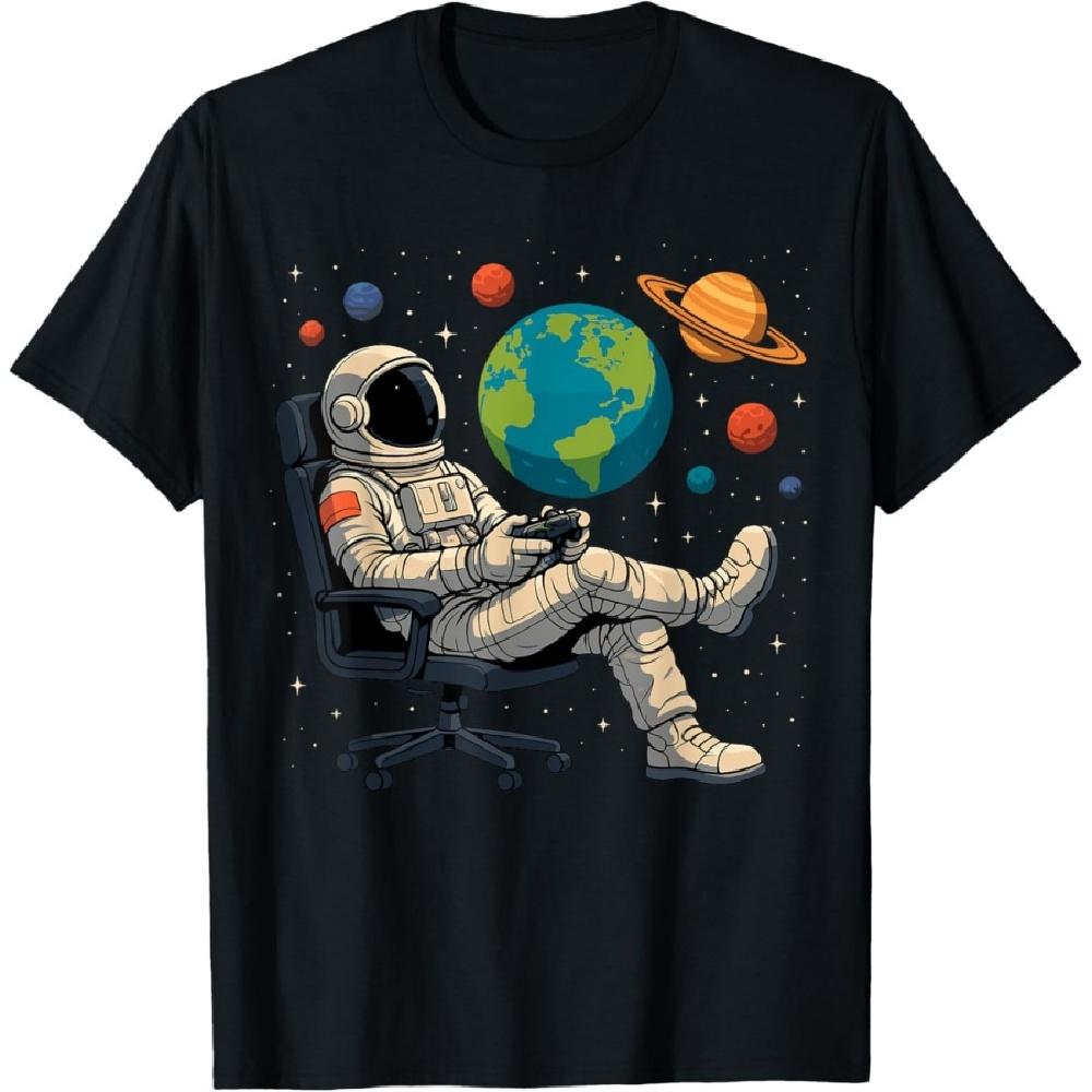 

Astronaut Video Games Space Gaming System Planets T-Shirt S
