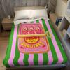 Sardines green pink stripe Flannel Blanket Warm Soft Halloween Christmas Couch Warm Cozy Decorative Decor Gift for All Season