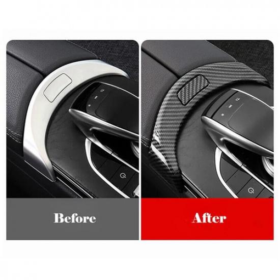 For Benz C-Class 2015- Carbon Fiber Armrest Box Cover Trim Decor Cover Trim