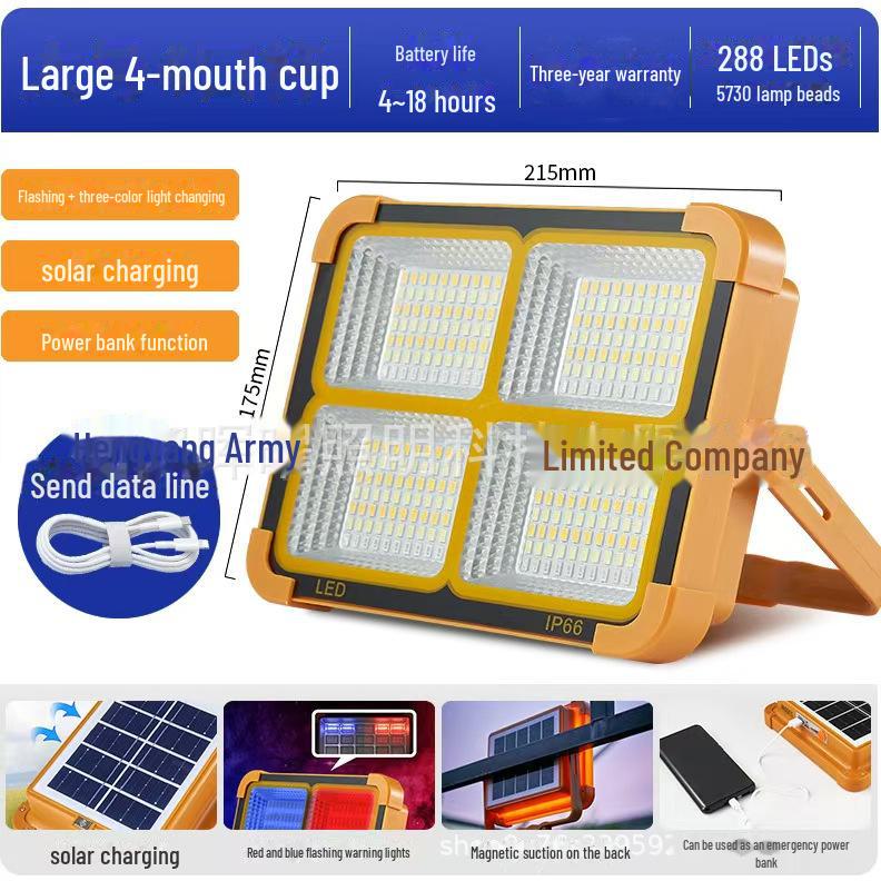 Multifunctional Solar-Powered Portable Lamp: Super Bright for Outdoor, Emergency, and Night Market Use