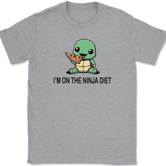 Im On The Ninja Diet T-Shirt Funny Cute Turtle Pizza Humor Graphic Tee