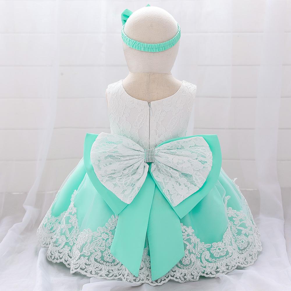 Infant Girls' First Birthday Lace Princess Dress with Bow