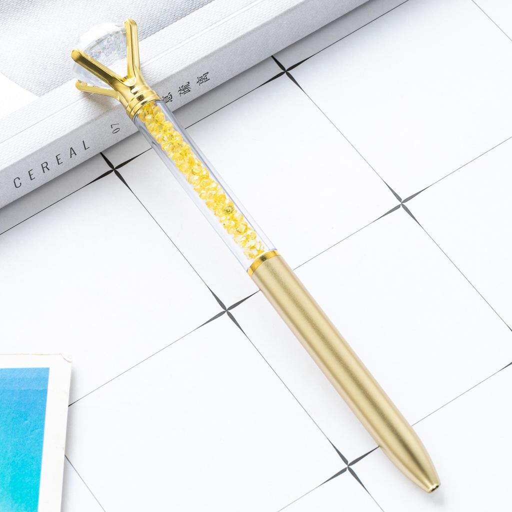 Large Diamond Ballpoint Pen Crystal Rotating Black Refill Pen Imitation Metal Luxury Office Oil Ball Point Pen School Supplies