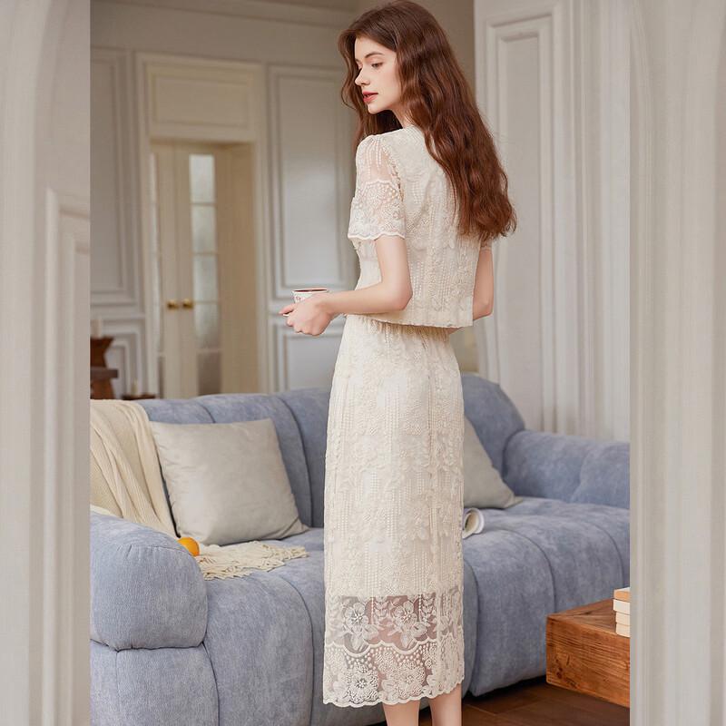 Bailuyu Embroidered Hollow-Out Dress Set