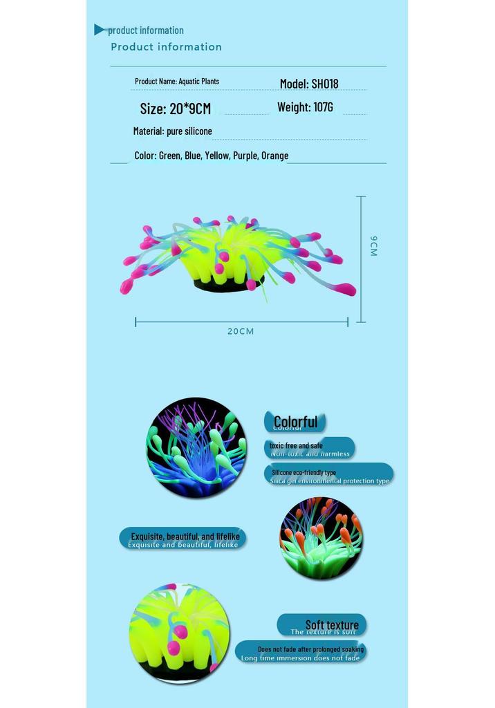 Silicone Soft Coral Aquarium Ornament