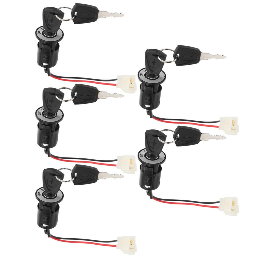 5 zestawów Blokada zasilania skutera elektrycznego Kluczyk zapłonowy Duże głowice Elektryczny zamek do drzwi Dwa kable