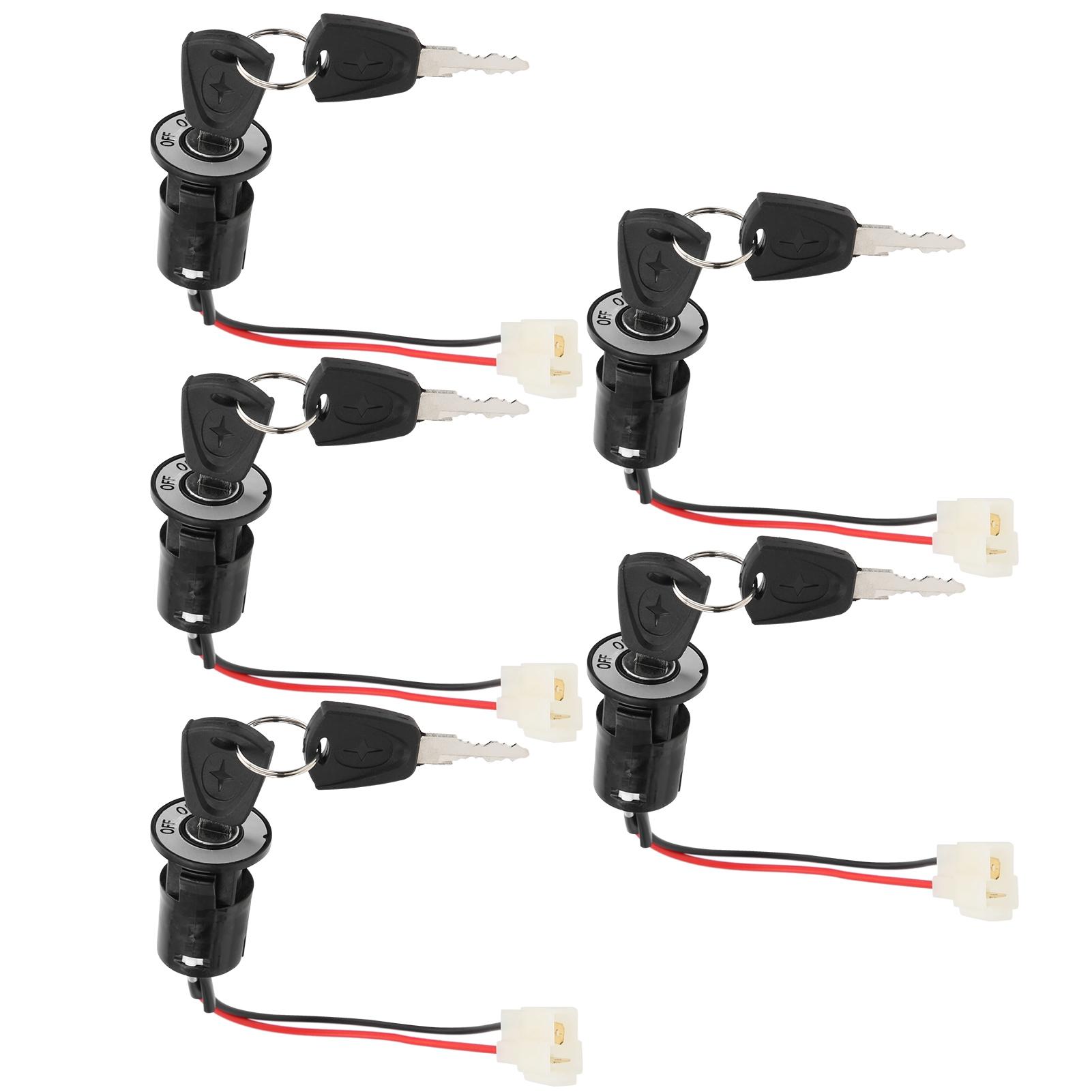 

5Set Electric Scooter Power Lock Ignition Key Large Heads Electric Door Lock Two Cables