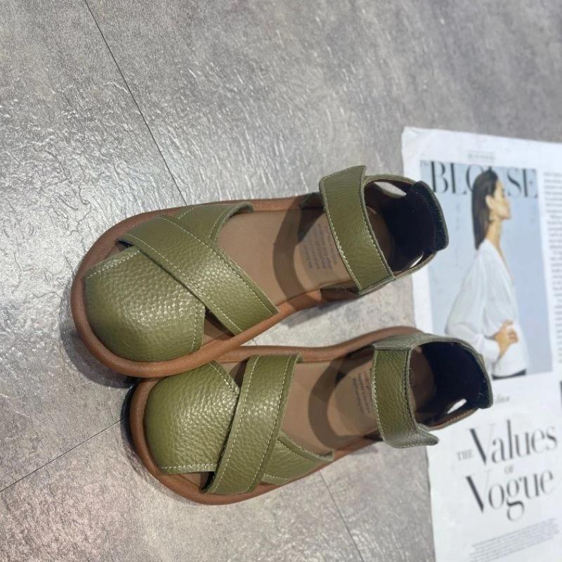 Low Heel Shoes Woman Sweet Sandals Ladies Summer Sandals Orange Espadrille Closed Retro Gladiator Sandals Women Shoes Comfort Casual