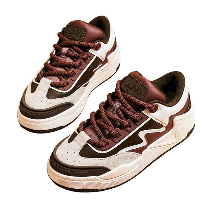 ANTA Ao Jie S Women Classic Color Block Trendy Skate Shoes Ivory White Rotten Wood Brown Smoke Red 122448081-5
