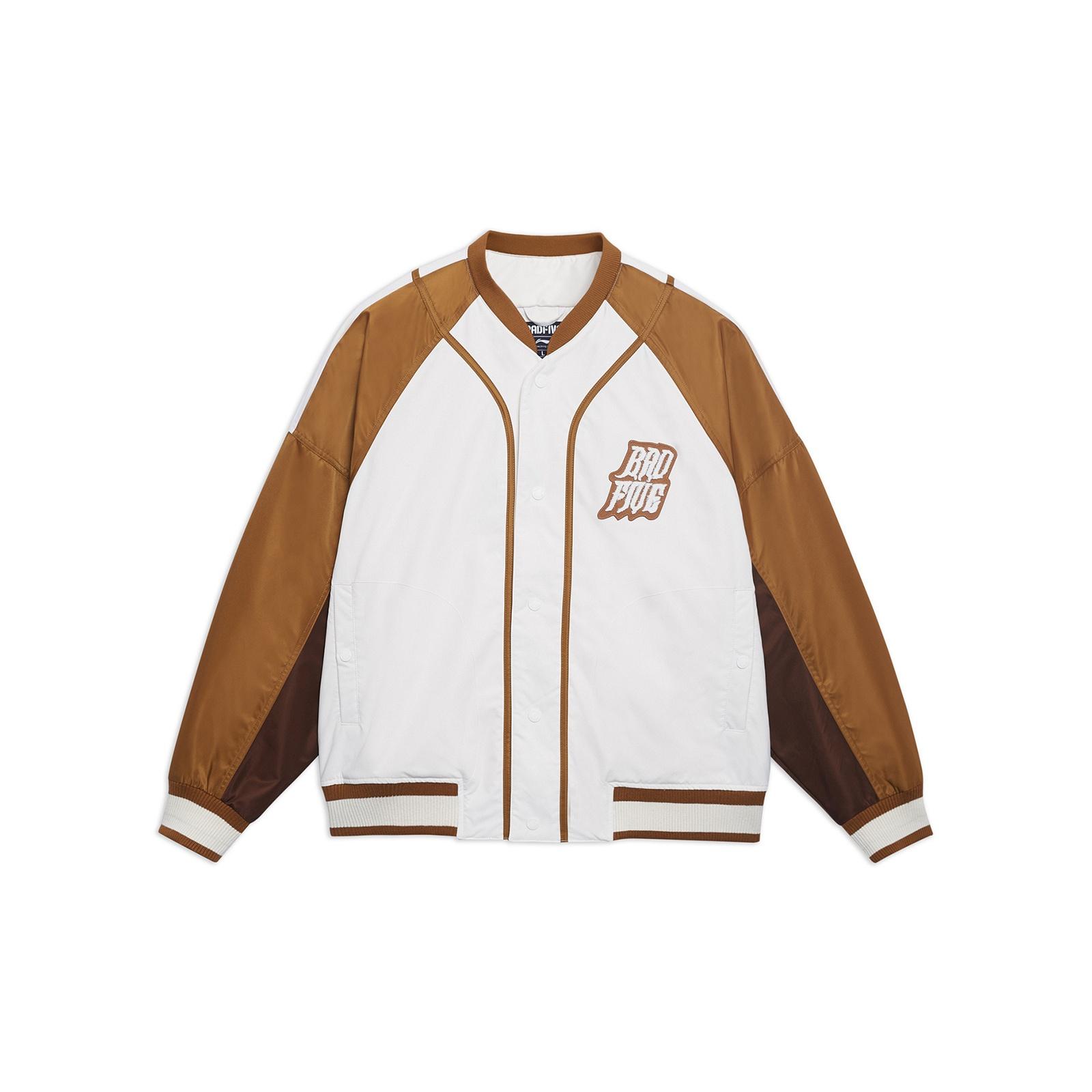 Li-Ning BadFive Graphic Baseball Jacket White Brown Men s AJMT017-4 XXXL