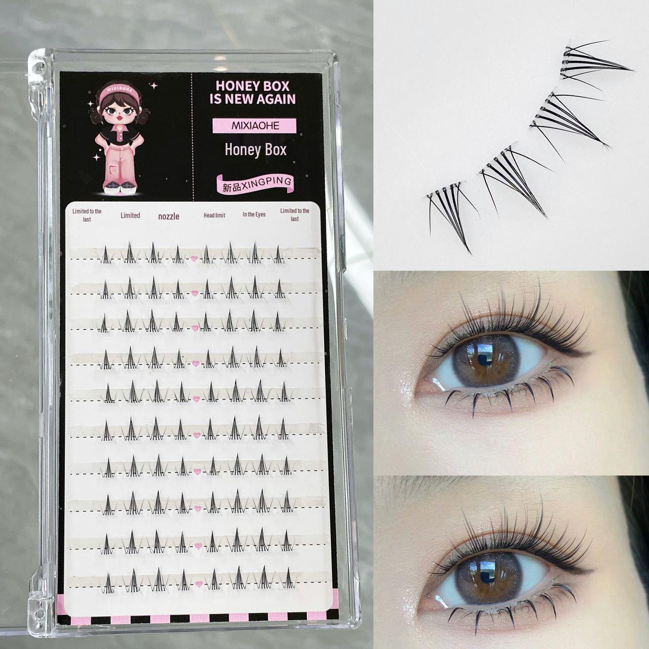 Потрясающие медовые ресницы: Сегментированный одиночный пучок, Изысканный фотогеничный, Большая емкость, Симуляция чистого желания, Накладные ресницы