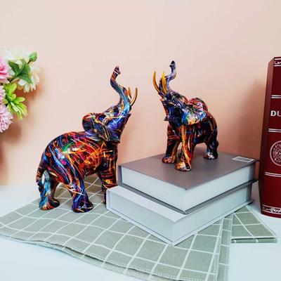 Bunte Elefantenstatue Harz Tierskulptur Dekor Glückselefantenfiguren Dropshipping