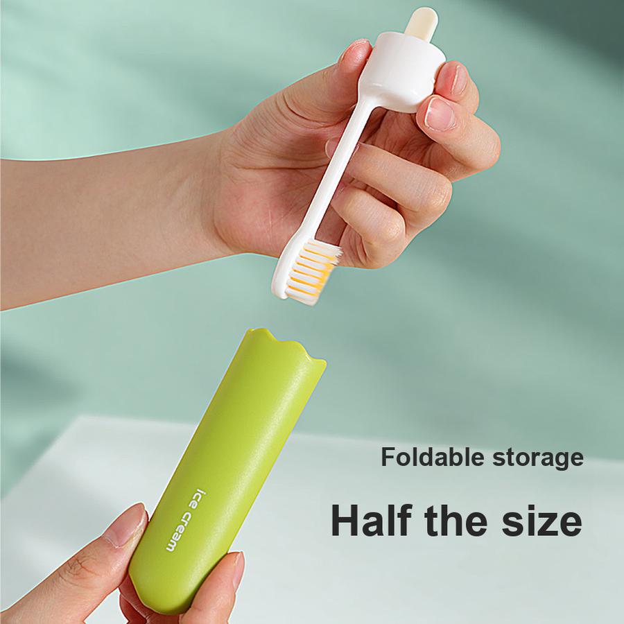 Original Travel Folding Toothbrush Soft Bristle Head Comfortable Compact Mini Simple Small Ice Cream Folding Toothbrush