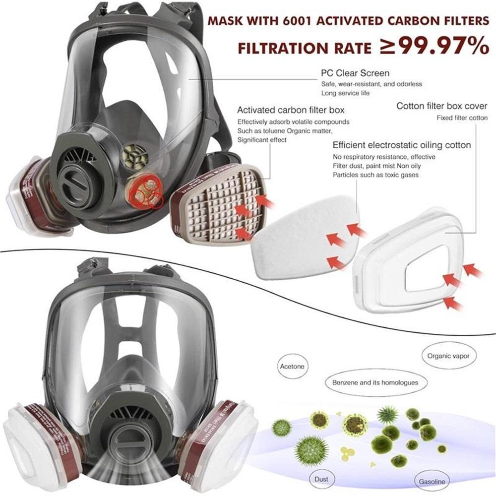 Gas Masks Survival Nuclear and Chemical - Reusable Full Face Respirator Gas Mask with Filter