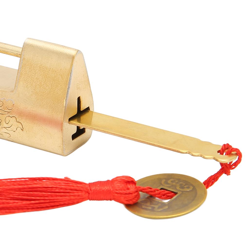 Brass Antique Padlock Spacing 5.9cm Exquisite Rustproof Chinese Old   Fish Horizontal Padlock for Jewelry Boxes