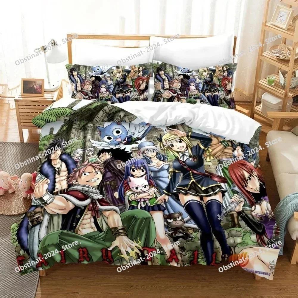 3D Print Fairy Tail Anime Printed Bed Set Duvet Cover Pillowcase Bedding Set Bed Linen Sheet Quilt Cover Full Queen King Size