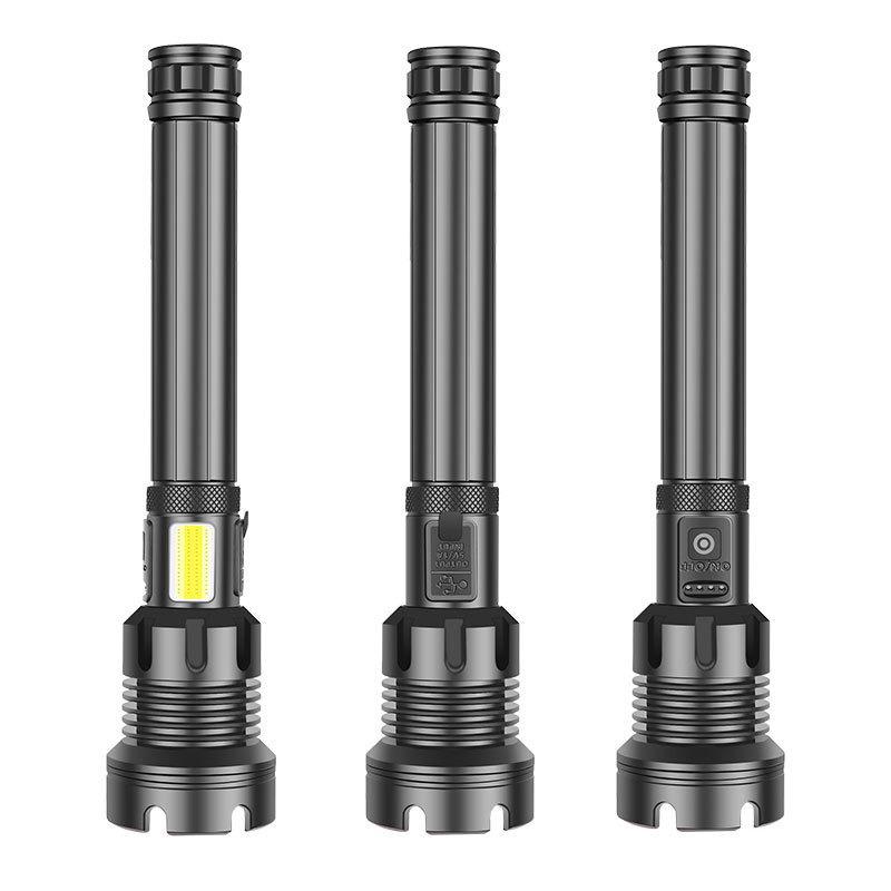 XHP90 Explosion-Proof Rechargeable LED Flashlight: Super Bright, Waterproof, Telescopic Zoom, Aluminum Alloy, Handheld Light for Outdoor Use.