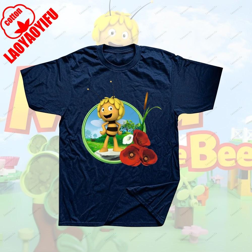 Maya The Bee Movie Cartoon Character T-shirts Maya The Bee Movie Kawaii Cartoons T Shirt Summer Breathable Camisetas