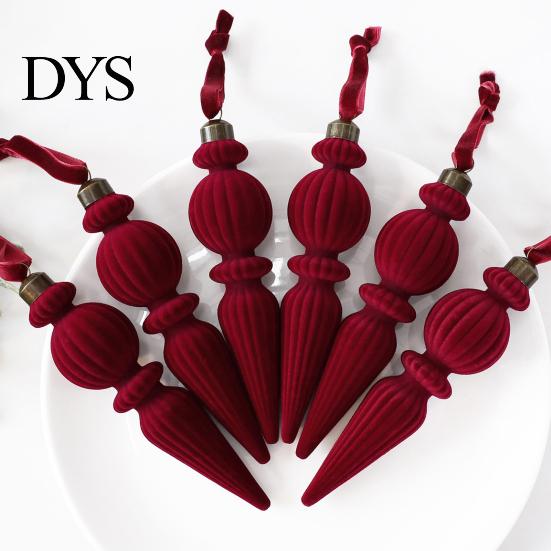 Decorative Hanging Pieces for Windows 6Pcs Christmas Flocked Pendant with Lanyard, Creative Tree Hanging, Lightweight Matte Suede Ornaments