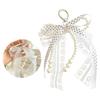 Elegant Lace Bowknot Keychain With Dot Design And Pearls Accents Delicate Lace Keyring For Women Fashion Accessory